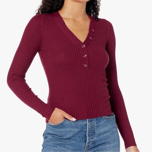 Derek Lam Collective Maroon Puff Sleeve Sweater Size L - Picture 1 of 3